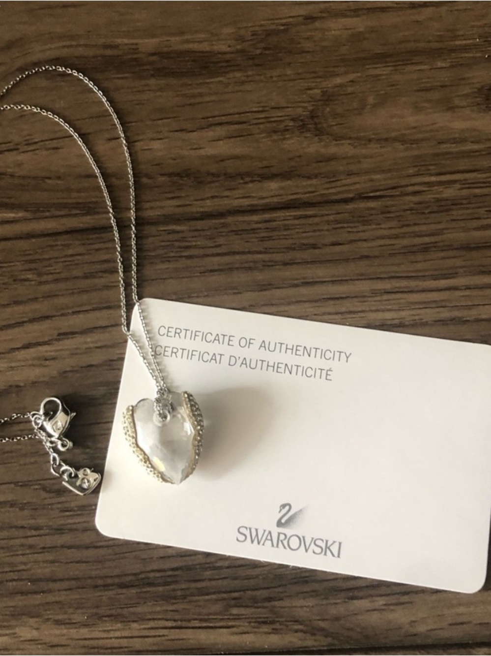 Swarovski Silver Heart Crystal Pendant Necklace with Clear Stone
